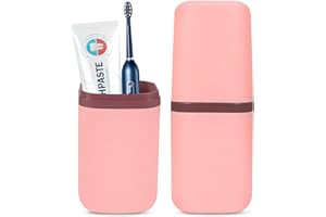 KufaerBeam Refined Travel Toothbrush Cup Case, Multifunctional Storage Toothbrush and Toothpaste Mouthwash Cup, (Pink)