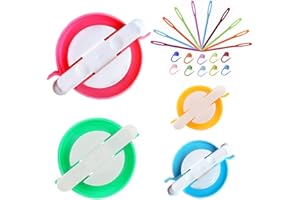 AYASEE Pompom Maker Kits, Pom pom Knitting Loom Kit Fluff Ball Weaver Needle Craft DIY Knitting Crochet Craft Tool Kit , 4PS Pompom Maker+10PS Knitting Stitch Markers+10PS Plastic Needles(24)