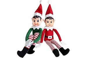 WELLXUNK Petit Lutin Coquin, Lutin Farceur de Noel, Lot de 2 Lutins de Noël 40cm, Elves Behaving Badly, Poupée Elfie avec Corps Doux et Tête en Vinyle, pour Enfants et Adultes, Cadeaux de Noël