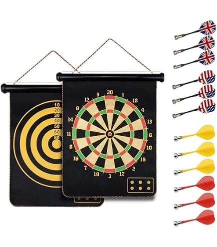 Set Freccette Con Bersaglio In Sisal Da 30 Cm E 10 Freccette In Acciaio - Classico Gioco Per Principianti E Famiglie