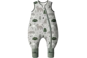 Yoofoss Saco de Dormir para Bébé con Pies Calcetines 2.5 TOG Algodón Todo el año Primavera Otoño Súper transpirable Dormir para Unisex 80 cm Niñas Niños 18-24 Meses