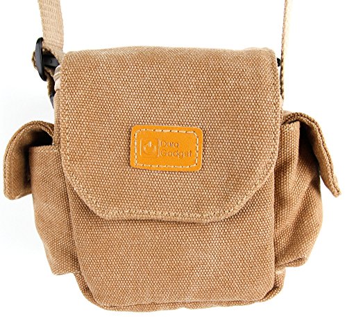 Petit   tui avec bandouli  re pour Nikon Coolpix P610 et L840  Canon PowerShot SX410 IS et Pentax XG-1 appareils photo Bridge NU - style vintage couleur beige sable adapt  e - DURAGADGET