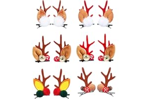 BNGXR Pinzas de Pelo de Reno Navidad, 6 Pares Horquillas Infantiles, Accesorios para el Cabello para Niña y Mujer