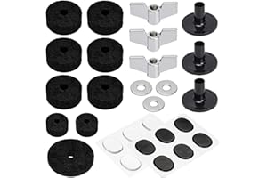 GATSUZG Cymbal Replacement Accessories Kit, Cymbal Felts Cymbal Stand Felts Drum Cymbal Felt Pads Cymbal Felts Hi-Hat Clutch Felt for Drum Set with Nuts, Washers, Cymbal Sleeves, Drum Gel Pads(33 Pcs)