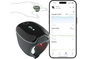 ViATOM O2ring Bluetooth oxímetro, oxímetro de pulso punta de los dedos para la monitorización continua durante la noche, oxímetro del sueño para medir SpO2 y la frecuencia cardíaca (verde)