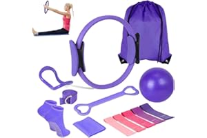 BESSELING Pilates Kit 13 pcs, Better Pilates Essential Kit for Home Workouts, 12” Pilate Circle Yoga Ring, Pilates Ball, Resistance Bands, Pilates Socks, Pilates Sets for Women Gift