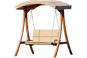 AS-S Conception Porche Balançoire Jardin Balançoire hamac mélèze Bois avec Toit modèle Rio de