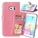 Produktbild Nancen Samsung Galaxy S6 Edge / G9250 (5,1 Zoll) Lederhülle Neu Style Acht Farbe Weich PU Flip Case Ledertasche / Schutz Etui, Einfach Vintage Kollektion Karten Slot Foto Wallet Hülle Handy Tasche Zubehör