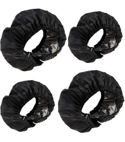 Housses De Roues De Poussette 4 Pièces - Tissu Oxford Imperméable - 2 Grandes + 2 Petites - Noir
