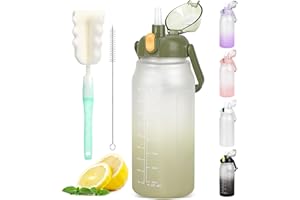 GXCROR Gourde Grande Bouteille d'eau de 2L Avec Marqueur de Temps et Paille - Restez Hydraté Avec Notre Grande Bouteille d'eau