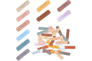 Huoflame Handmade Label zum Annähen – 50 Stück Bunte Mikrofaseretiketten mit Herzmotiv – DIY Etiketten in 10 Farben für Hüte Kleidung Stricken Basteln – Handgemachte Accessoires für Nähen und Dekorat