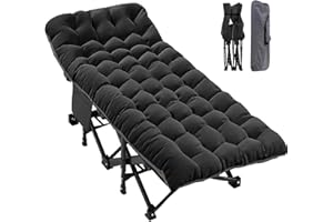 Obqer Oversized Folding Camp Bed with Mattress, 32" Extra Wide 900LBS Heavy Duty Camping Cot, Steel Frame and Oxford Cloth Guest Bed, 78x32x18 Inches, Camp Beds for Adults Garden Travel