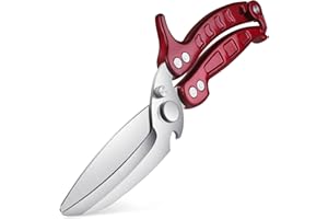 DRAGON RIOT Poultry Shears, Robust Kitchen Scissors Heavy Duty, Red Chicken Poultry Shears, Sharp Meat Scissors, Kitchen Cooking Scissors Dishwasher Safe for Food, Chicken, Fish, Meat