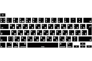 MiNGFi Protection Clavier Silicone Russe pour MacBook Pro 13" M1/M2 A2338 (2020–2023), A2289 (2020), A2251 (2020–2021), Pro 16" A2141 (2019–2021) EU/ISO - Noir