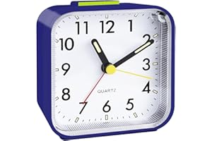 CNMTCCO Despertador, reloj despertador analógico sin tic tac, funciona con pilas, alarma fuerte, función de repetición, funcionamiento silencioso, pantalla iluminada, diseño portátil para dormir