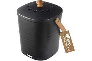 HMF Ekologiczny kosz na odpady kuchenne, bezzapachowy kosz na kompost z pokrywką, 3 litry, czarny