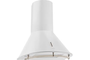 KLARSTEIN Lumio Neo - Hotte Murale aspirante Style rétro avec Rail pour accrocher ustensiles (60cm, Extraction 610m³, Mode Recyclage Possible, 3 Vitesses) - Blanc