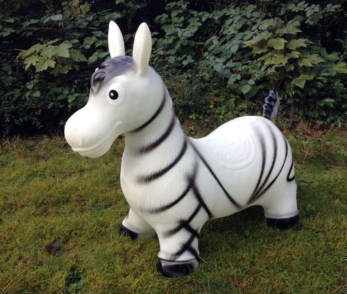 Zebra Hüpftier Hüpfpferd Hüpfesel in weiß. Zebra