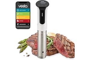 V VESTA PRECISION Vesta Precision Termocircolatore Domestico Imersa II SV82 ad Immersione per Cotture a Bassa Temperatura 1200W | Include l'app di controllo Wi-Fi | Volume massimo dell'acqua 30 litri (Bianco)