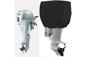 GaiRen Outboard Motor Cover Heavy Duty Waterproof Engine Cover Thick Polyester Fabric Black 30HP to 60HP
