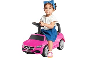 Maxmass Kids Ride on Car, Mercedes-Benz Licensed Sit on Toy Car with Horn, Engine Sound, Under-Seat Storage, Toddler Foot to Floor Sliding Car Slider Walking for 12-36 Months (Pink)
