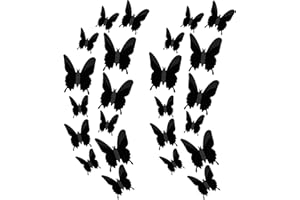 SAVITA 24 Pz Nero Adesivi Murali Decorative Adesive Parete Arredamento Camera Farfalla 3D Decalcomanie Muro Farfalla in 3 Dimensioni Arredamento Farfalla per Decorazioni per Matrimoni in Camera Letto