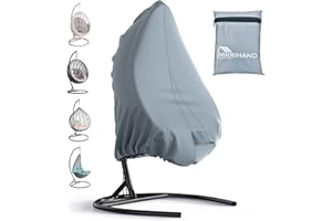 Mrrihand Copri per Sedia a Dondolo con Presa d'Aria 190x115 cm, Grigie Copertura per Sedia a Dondolo Impermeabili con Cerniera e Coulisse, Fodera per Sedia Sospesa Tessuto Oxford Anti-UV Antistrappo