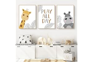 CULASIGN 3er Set Poster Kinderzimmer, Waldtiere Bilder Babyzimmer Deko Junge Mädchen, Tiere Kinderposter Set Wandbilder DIN A4 Kinderbilder ohne Bilderrahmen (ABH,21x30cm)