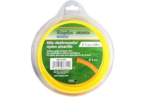 RIEGOLUX Fil de débroussailleuse en Nylon Rond, Jaune, 3 mm x 54 m, Fil débroussailleuse pour Disque débroussailleuse, Fil en Nylon pour débroussailleuse, Jardin et extérieur