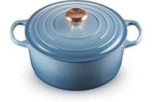Le Creuset Cocotte rotonda Evolution in ghisa vetrificata con Coperchio, ⌀ 24 cm, Chambray, 21177244344441