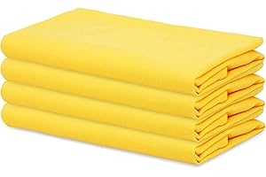 SWEETNEEDLE Sweet Needle - Confezione da 4 - Tovaglioli oversize in cotone 100% 45 cm x 45 cm (18" x 18"), GIALLO - Tessuto spesso per l'uso quotidiano con angoli arrotondati