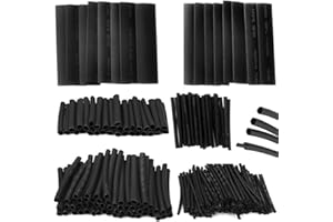 Retoo zestaw czarnych rurek termokurczliwych o współczynniku skurczu 2:1 100-częściowy zestaw izolacja węża kablowego asortyment owijania drutu zestaw do naprawy kabli