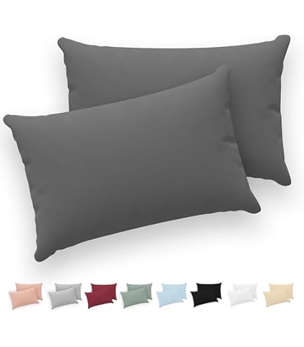 Lirex 2 Pack Satijnen Kussenslopen, Standaard Formaat Zacht Effen Kleur Microfiber Satijnen Kussensloop, Envelop Sluiting Kreukvrij Vervagingsbestendig Ademend (50x50 cm, Wijn Rood
