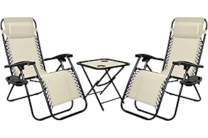 IL GRUPPONE PASSIONE CASA Sedia A Gravità Zero Sdraio Reclinabile Pieghevole Con Poggiatesta Poltrona Casa Terrazzo Giardino Struttura In Acciaio - Set Beige1