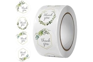 GLADFRESIT 500 szt. naklejki z podziękowaniami rolka kwiatowe naklejki z podziękowaniami 3,5 cm samoprzylepne etykiety