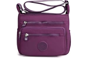 Shilanmei Nylon Crossbody Bag, Women Large Capacity Waterproof Shoulder Bag Messenger Hobo Bag with Zipper and Multi-pockets