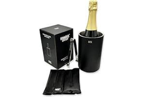 Huniox® Chill Out Rafraichisseur de Bouteille de Vin - Seau Champagne - Refroidisseur Vin - Seau à Champagne - Refroidisseur à Vin - Seau à Glaçons Isotherme - Rafraichisseur Bouteille (Black)