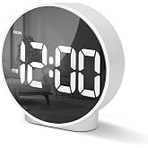 Lafocuse Digital Alarm Clock with Round Curved LED Display, 2 Alarm, Snooze, 4 Adjustable Brightness, 12/24 Hours, Digital Al