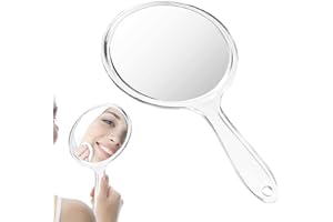 BYYT Miroir Portable,Miroir À Main avec Poignée,Miroir Coiffeur avec Poignée,Petit Miroir,Miroir Main,Multi-usages pour Maquillage Quotidien Femmes (Transparent)