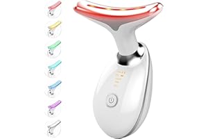 Queath Appareil Anti Rides Visage,Appareil de Beauté,3 Modes cou Appareil de Raffermissement du Visage,Appareil EMS 45°C Lifting Visage En Raffermissement et Lifting,Smart LED Massage Visage