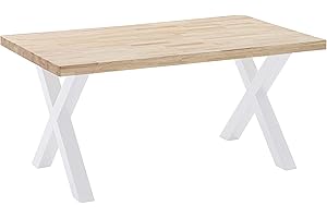 ADEC GROUP X-Loft, Mesa de Comedor, Mesa de Salon, Acabado en Roble Salvaje y Patas Metalicas Blanco, Medidas: 160 cm (Largo) x 90 cm (Ancho) x 76 cm (Alto)