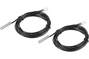 sourcing map 2pcs 10K Temperature Sensor Probe, Stainless Steel NTC Thermal Sensor Probe 6.6ft Digital Thermometer Extension Cable