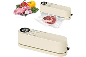 DOMIGARD Food Storage Vacuum Sealer Machine, 3 in 1 Mini Cordless Rechargeable Food Sealer for Dry/Moist Food Storage, 4 Snack Bags, 1 Storage Bag, Inflation Pump, Ideal for Home Kitchen Use (Beige)