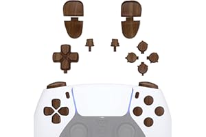 eXtremeRate Ersatz Tasten Set für ps5 Controller BDM-030/040, DIY-Ersatzknöpfe D-Pad L1L2 R1R2 Trigger Buttons Option/Share Knopf Aktionstasten Ersatzteil Zubehör für ps5 Controller–Holz Optik
