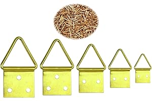 HMH-Shop Bildaufhänger 20x10mm 24x12mm 28x14mm 32x16mm 40x20mm Mix Klappösen für Bilderhaken zum Nageln vermessingt inklusive Nägel 1,4x11mm (50, Mix)