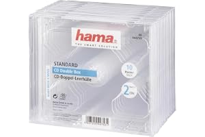 Hama 00044753 CD Dubbla Fodral, Paket med 10 | Designad för att hålla 2x CD/DVD i varje fodral, perfekt ersättning för trasig