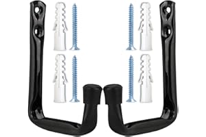 CUIDAKJ 2 Pezzi Ganci Muro con 4 Viti, Staffe per Bicicletta a Muro, Ganci a J per Garage, Ganci da Parete per Scale, Biciclette, Utensili Elettrici Ingombranti, Nero (11,5 cm x 10 cm)