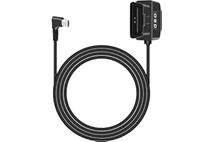 RIIEYOCA Automotive OBD Power Cable for Dash Cam, 90 Degree Right Angle USB-C to OBD-II Hardwire Adapter with Switch Button Connector Plug and Play 24 Hours Surveillance/Acc Mode (11.5FT/3.5M)
