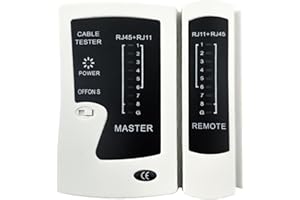 RTDHO Network Cable Tester for RJ45 RJ11 LAN Ethernet Cable Testing Tool,Crimping Tool Compatible with Cat5 Cat6 Cat7 Portable Ethernet Cable Tester Kit with LED for UTP STP Network and Telephone Cables