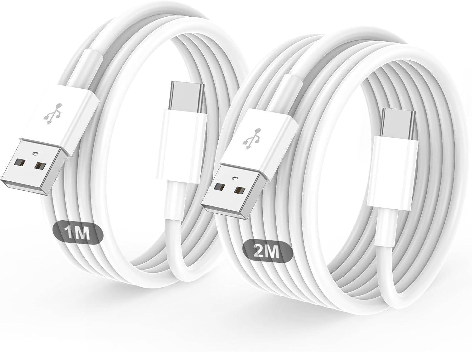 USB C Charger Cable 2 Pack 1M+2M USB A to USBC Cable Type C Charger Fast Charging Phone Charger Lead for iPhone 17 16 15 Pro Max Plus Air, Samsung Galaxy S25 S24 Ultra, Google Pixel, for iPad Air